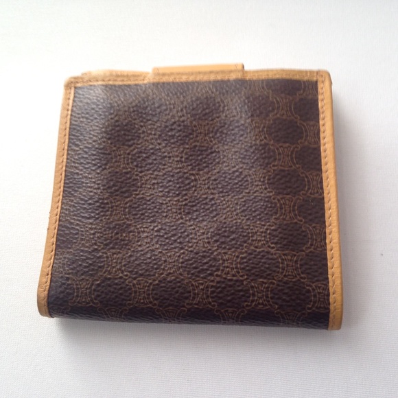Celine, Brown Macadam Leather Compact Wallet - Picture 6 of 8